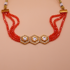 Royal Kundan Orange Hexagon Choker Set