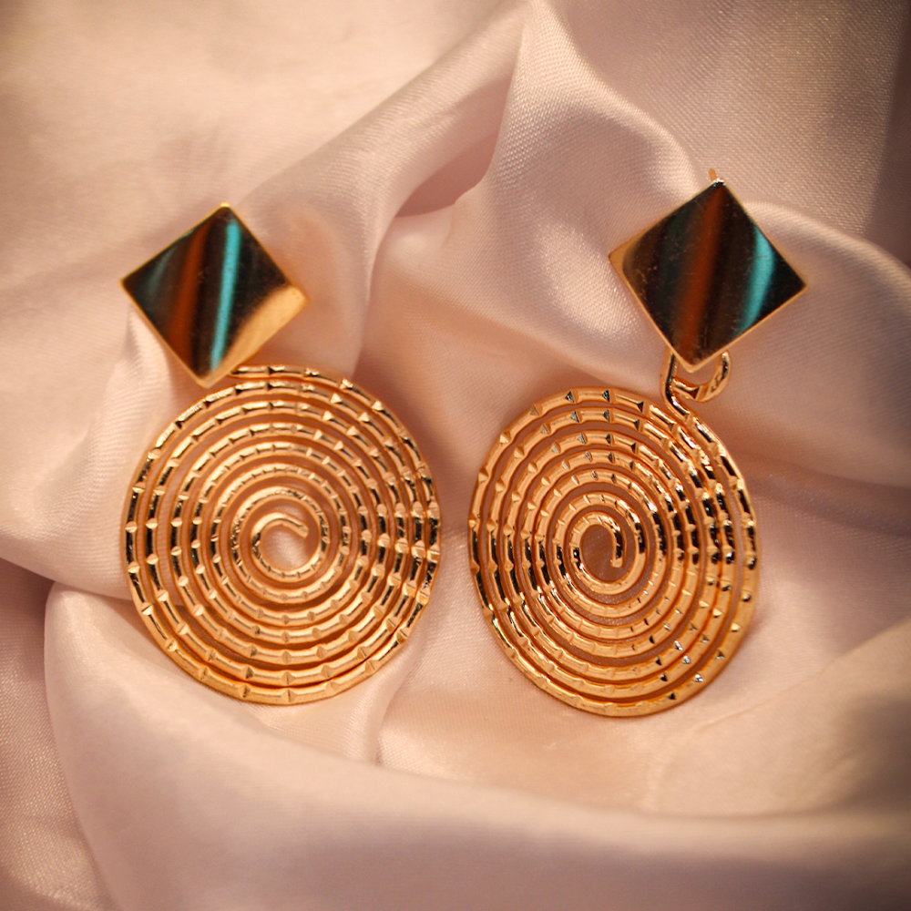 Golden Coil Statement Earrings