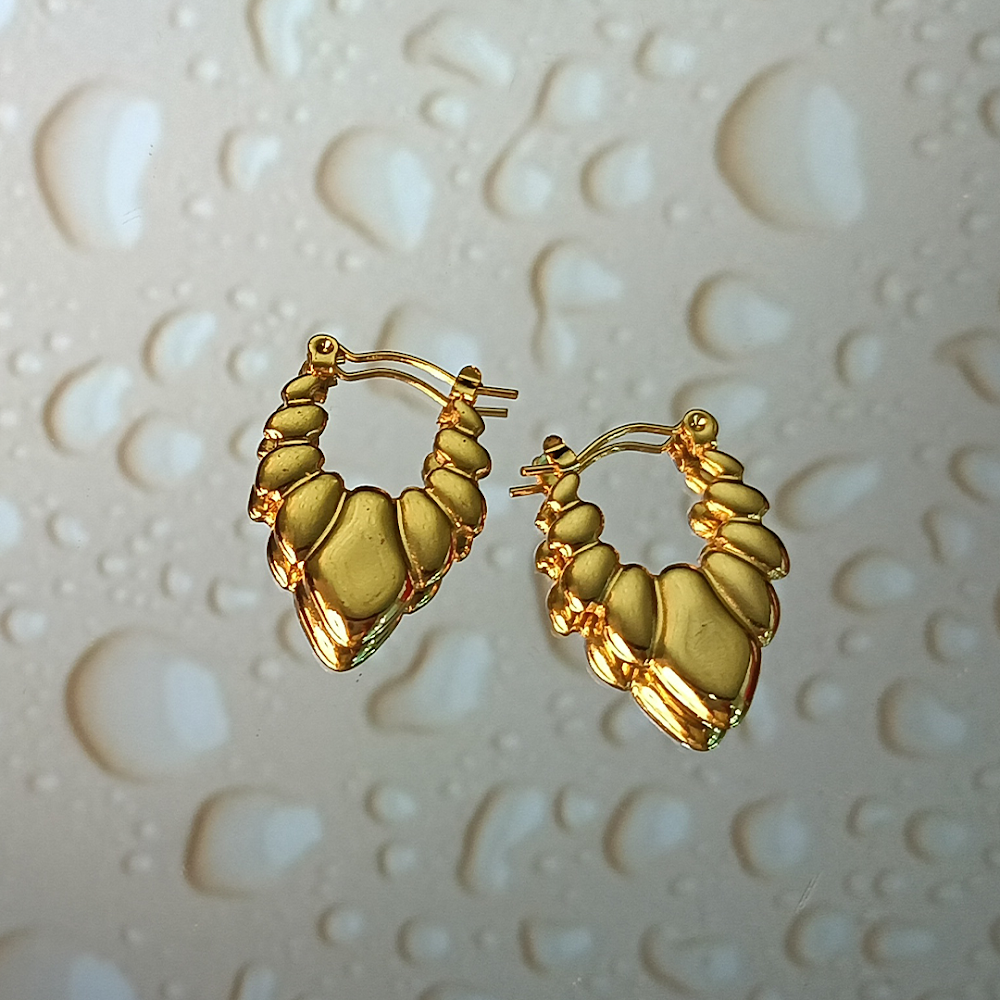 High Polish Ripple Texture Small Hoop Earrings