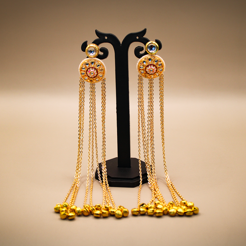 Golden Waterfall Kundan Chain Earrings