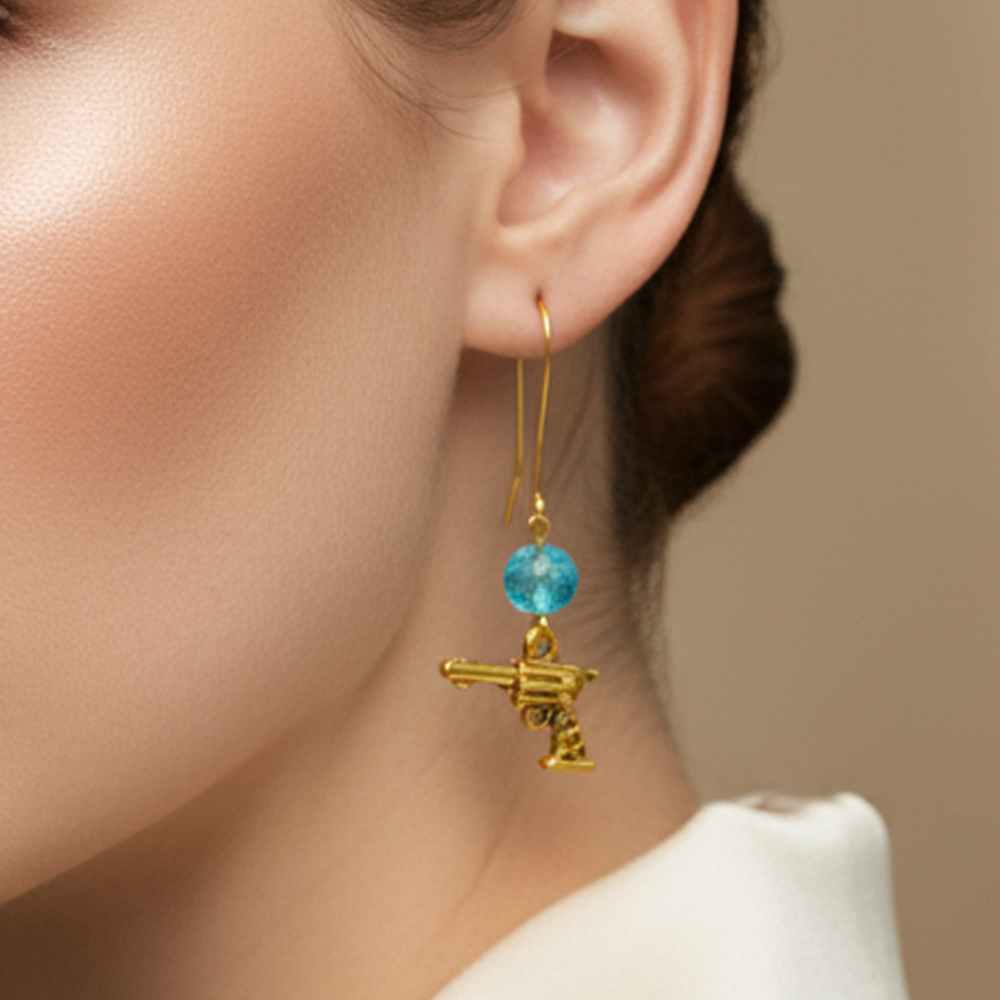 Golden Piston Dangle Earrings