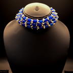 Sapphire Glazed Layered Beaded Bib Necklace