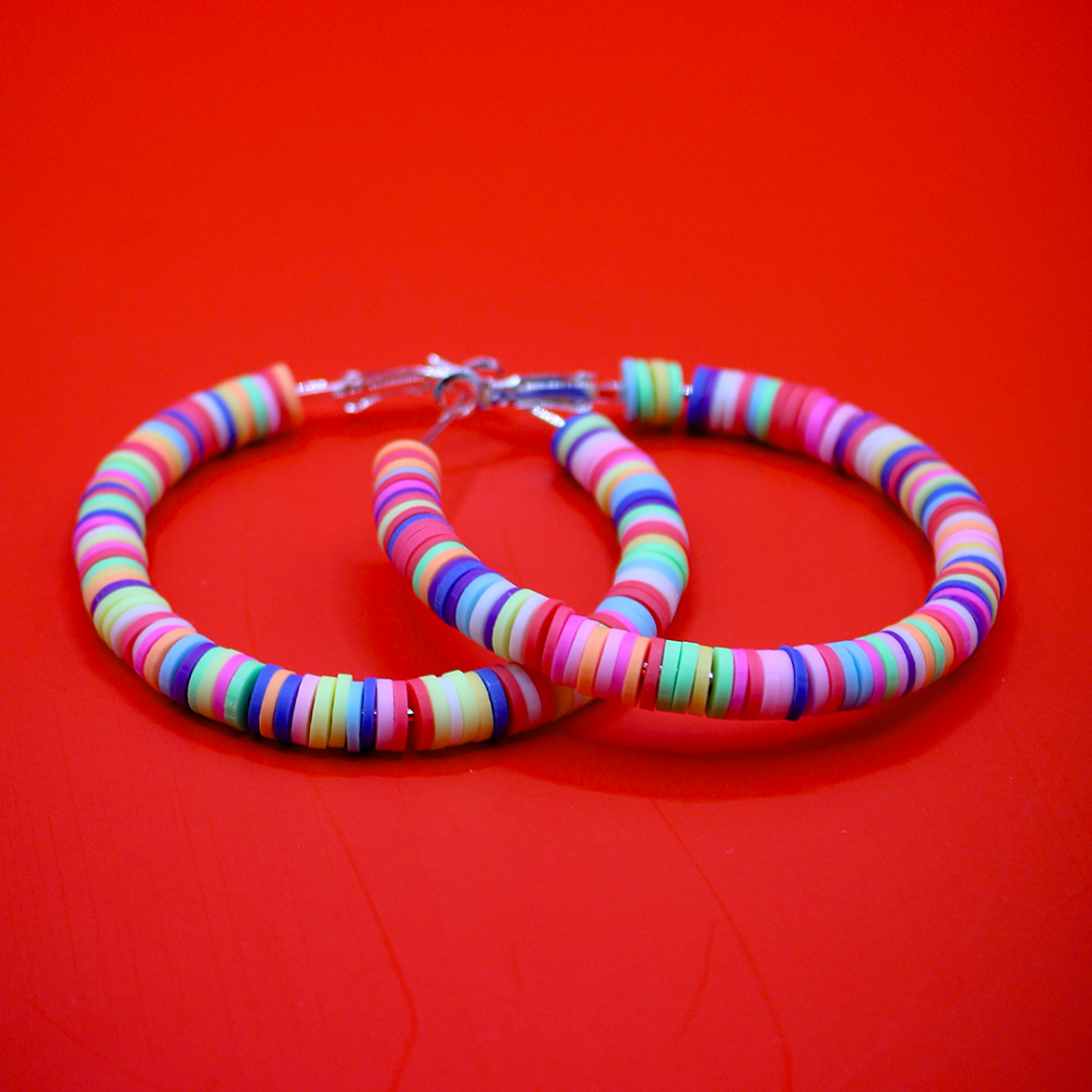Multicolor Beaded Hoop Earrings