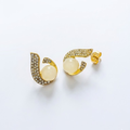 Golden Pearl Curve Stud Earrings