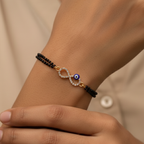 Golden-Black Evil Eye Infinity Loop Mangalsutra Bracelet