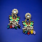 Rainbow Butterfly Enamel Drop Earrings