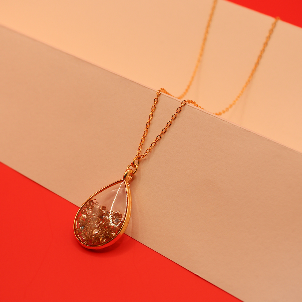 Resin Gold Flake Teardrop Pendant