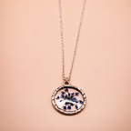 Resin Sapphire Bloom Circular Pendant