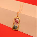 Resin Dual Bloom Rectangle resin Pendant