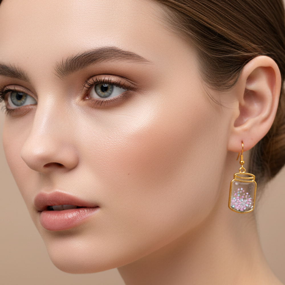 Glitter Jar Dangle Earrings