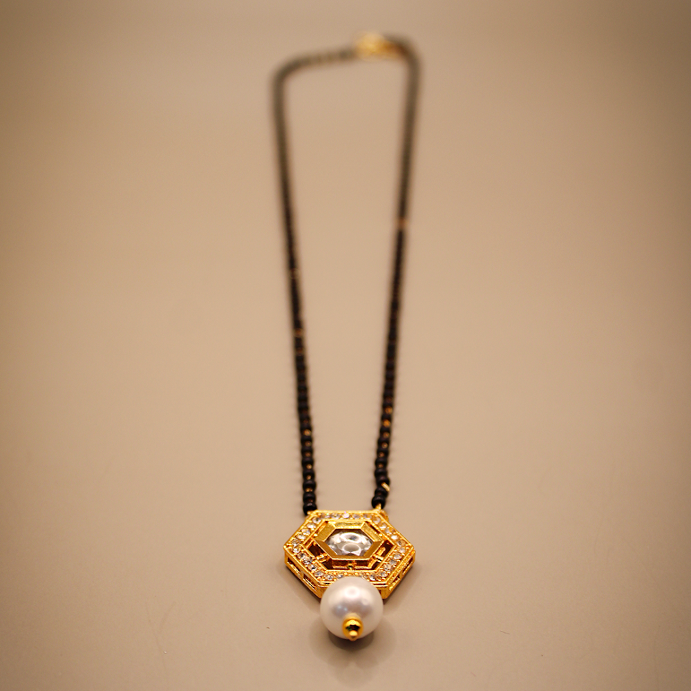 Golden Black Hexagonal Mangalsutra