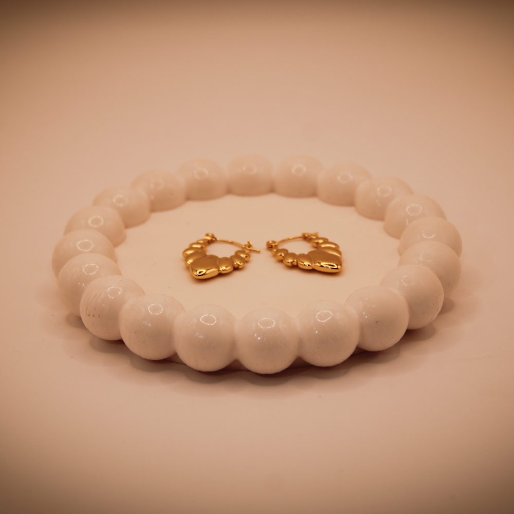 High Polish Ripple Texture Small Hoop Earrings
