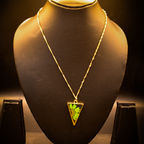 Encased Emerald Flower Trianglular  resin Pendant