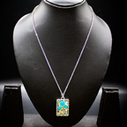 Teal Flora Sparkle Resin Pendant