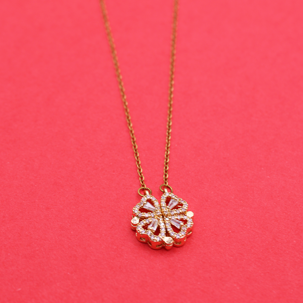Crystal Pave Four-Way Love Golden Pendant anti-tarnish