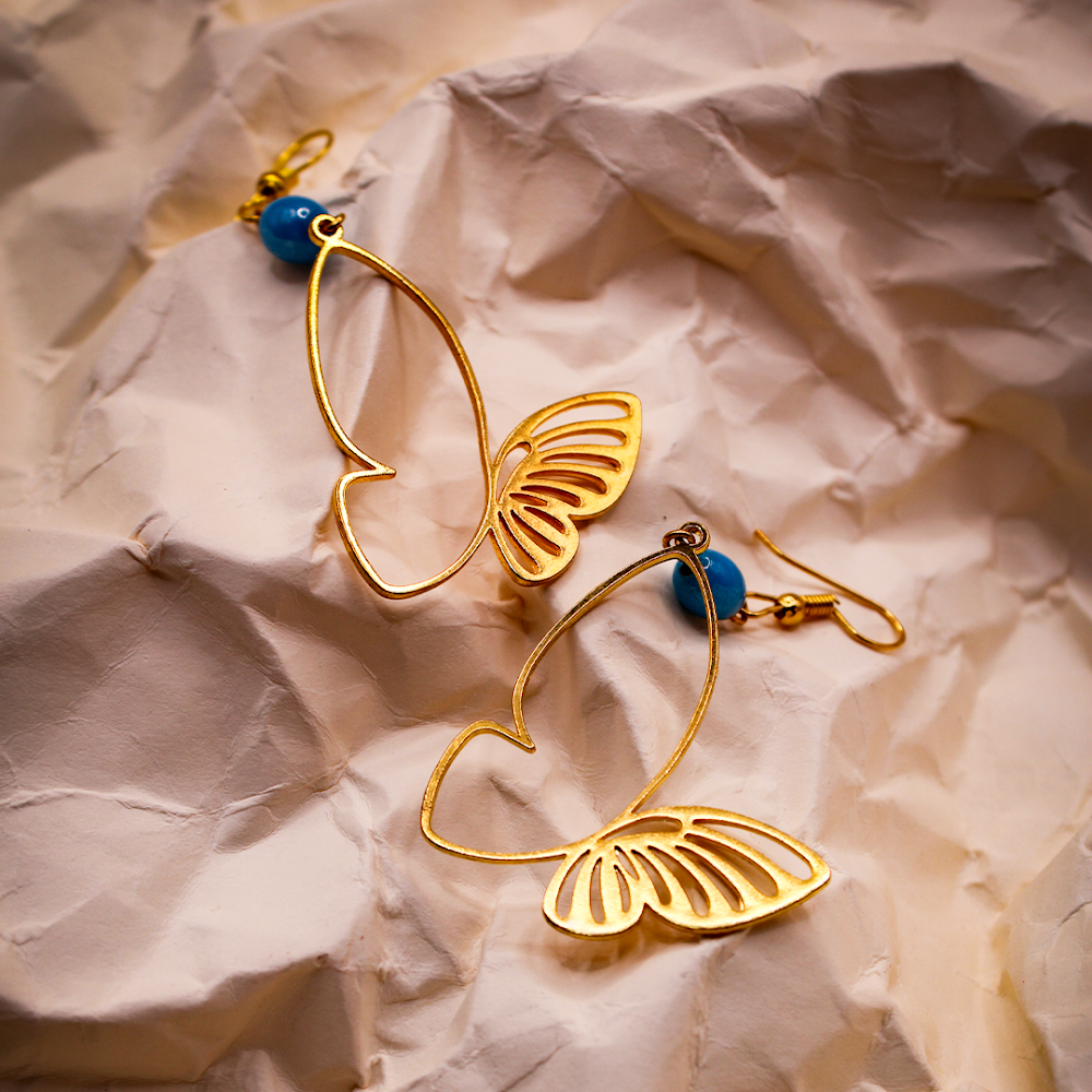 Golden Butterfly Dangle Earrings