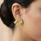 Woven Textured Square Stud Earrings