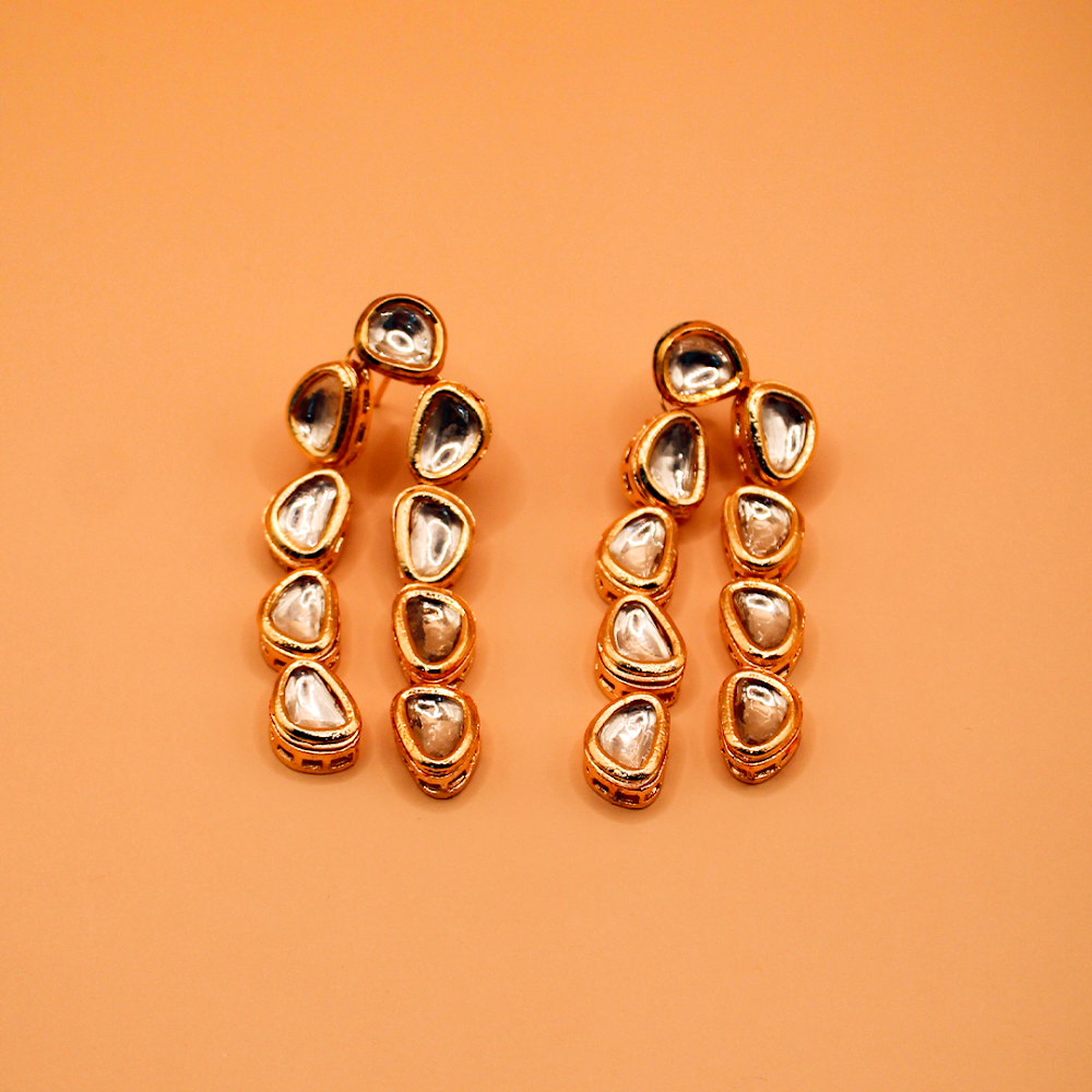 Stack-Drop Kundan Earrings