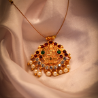 Laxmi Pendant Invisible Wire Necklace(Red)