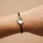 Oval Kundan Halo Gilded Mangalsutra Bracelet