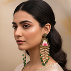 Mughal Pink Floral Jhumka Earrings