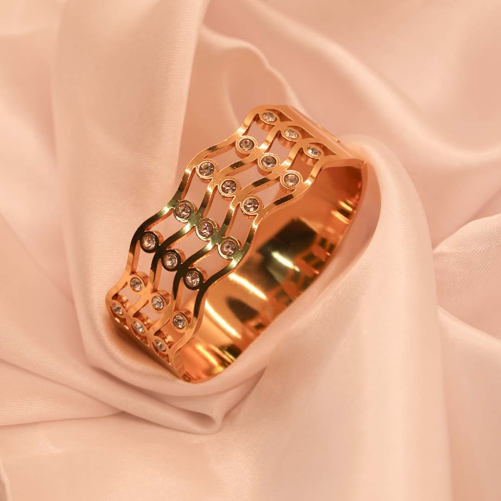 Glimmering Wave Golden Cuff Bracelet