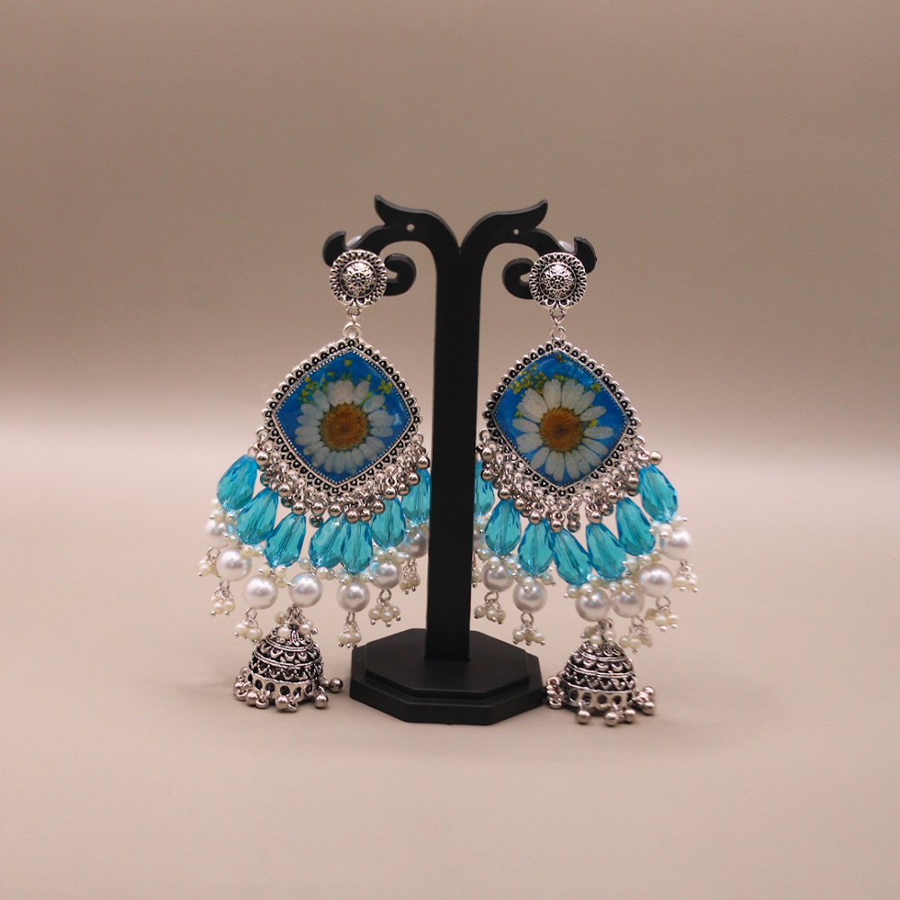 Resin Daisy Dream Heavy Jhumka Earrings