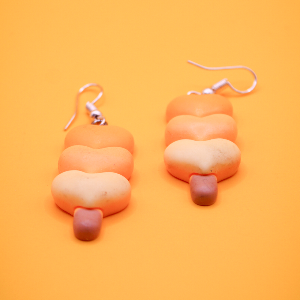 Stacked Yellow Hearts Dangle Earrings