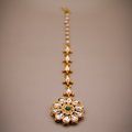 Gold Floral Center Kundan Maang Tikka