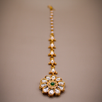 Gold Floral Center Kundan Maang Tikka