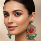 Ruby Bloom Azure Jhumka Earrings