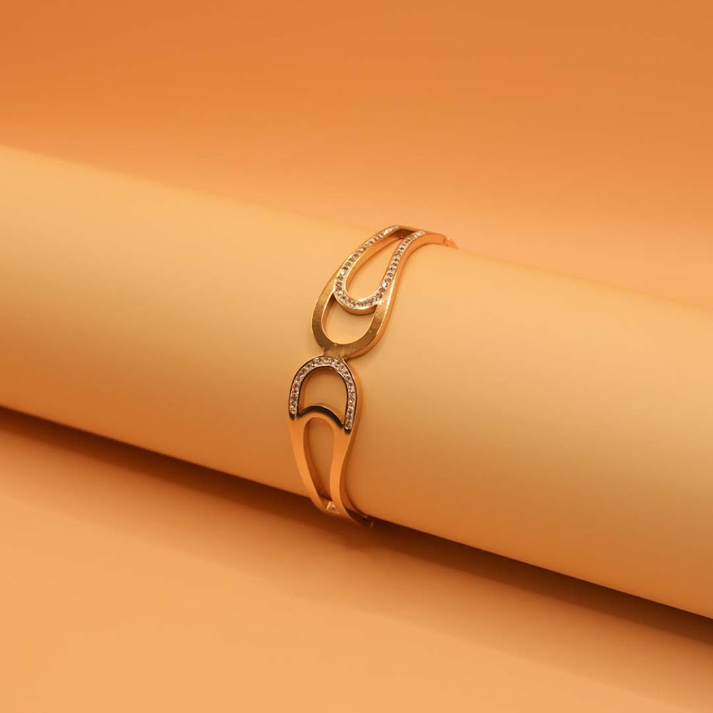 Pave Teardrop Golden Cuff Bracelet