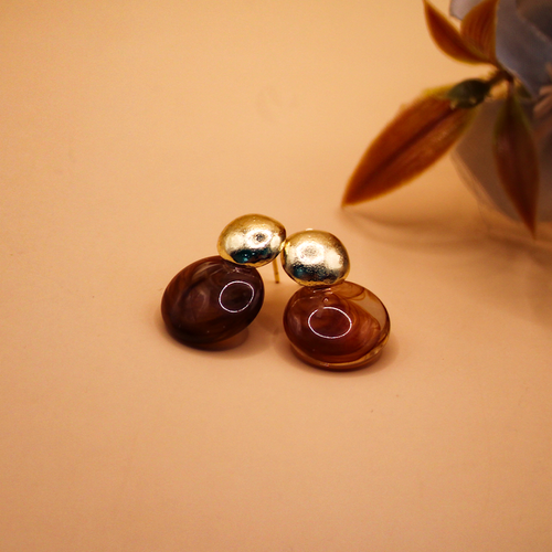 Mahogany Orb High-Shine Stud Earrings
