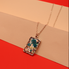 Teal Flora Sparkle Resin Pendant