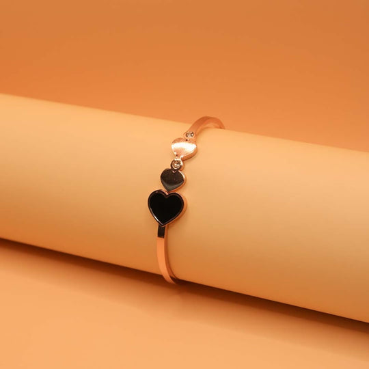 Black Heart Rose Gold Cuff Bracelet