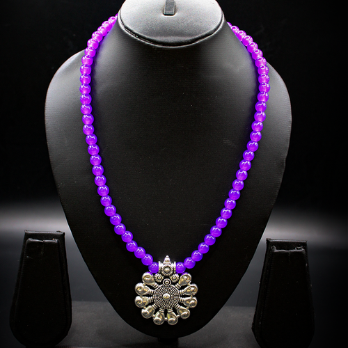 Amethyst Blossom Mandala Pendant long Necklace