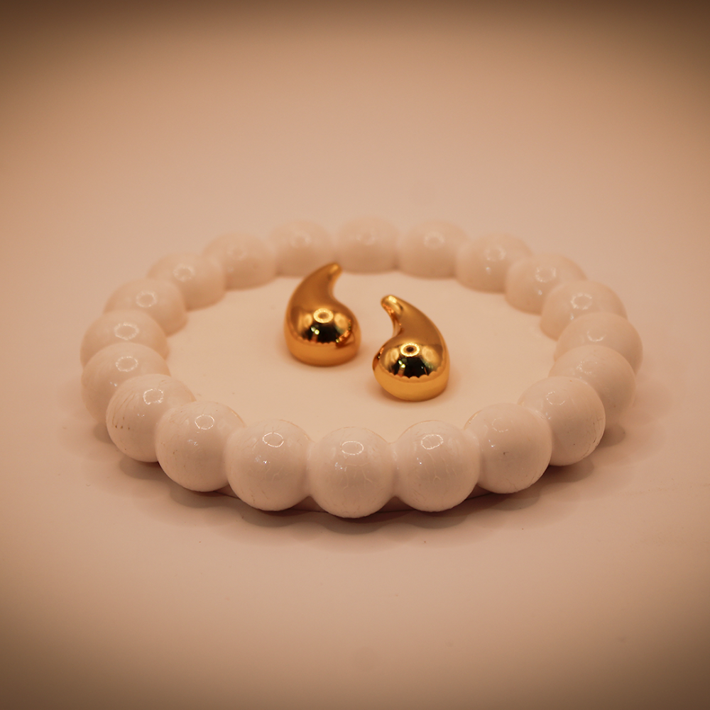 Lustrous Golden Drop Stud Earrings
