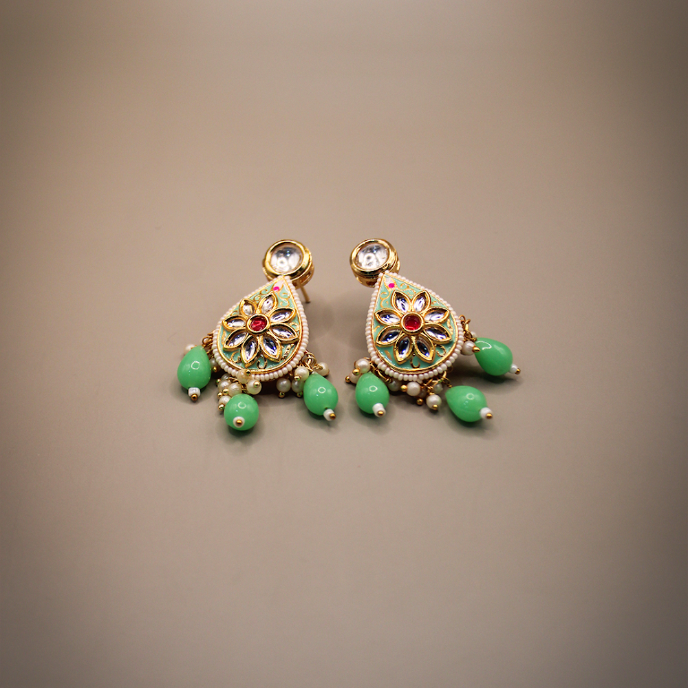 Mint Dewdrop Kundan Jewellery Set