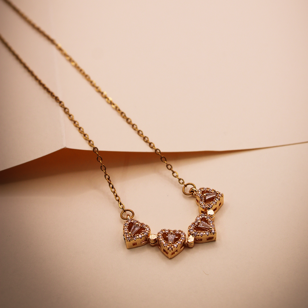 Crystal Pave Four-Way Love Golden Pendant anti-tarnish