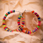Multicolor Beaded Hoop Earrings