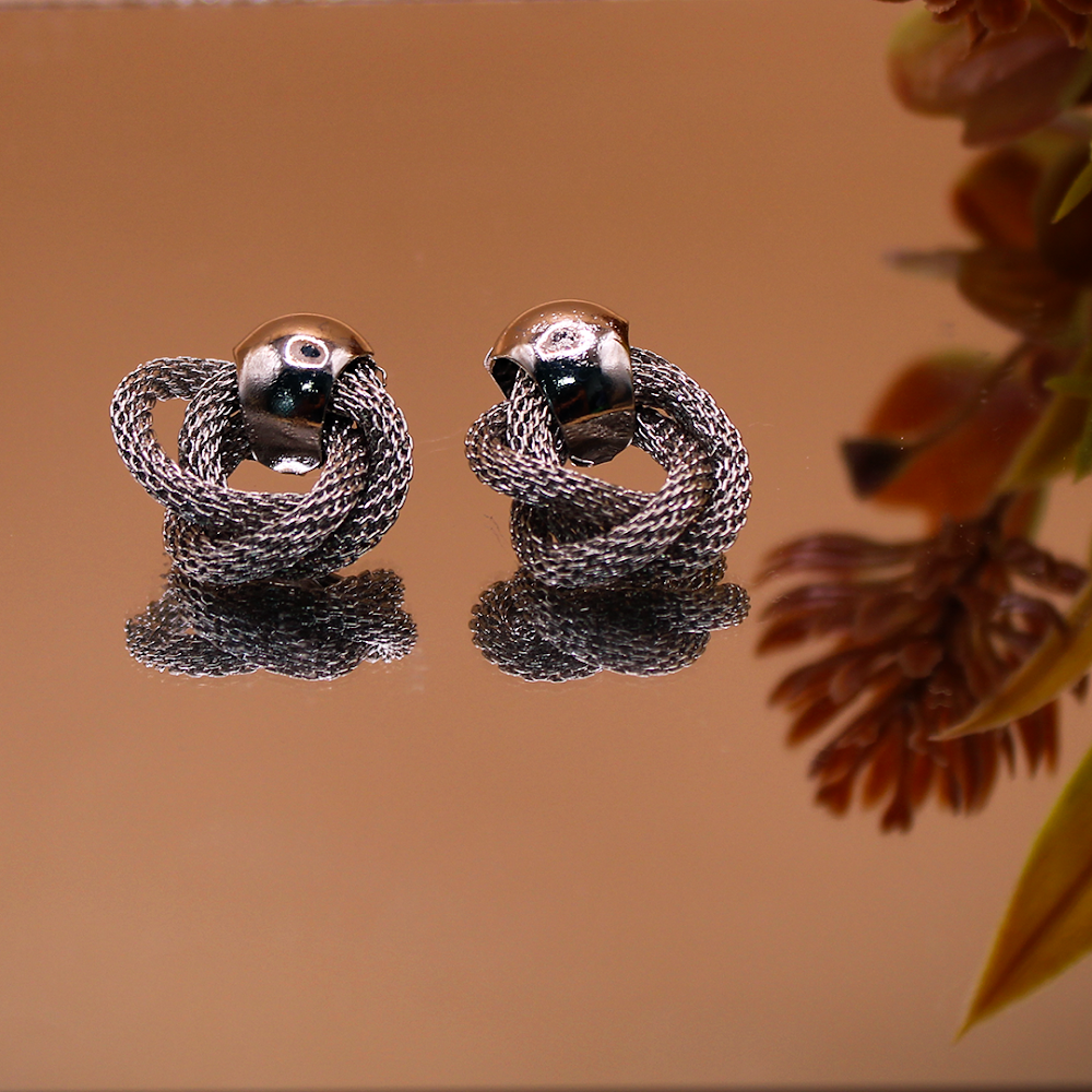 Silver Knot Stud Earrings