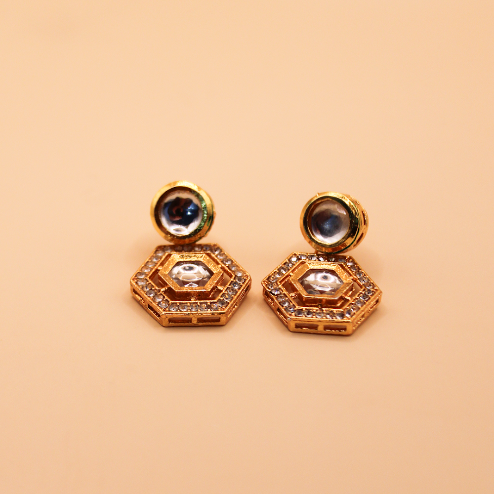 Royal Kundan Orange Hexagon Choker Set