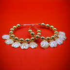 Golden Pearl Hoop Earrings With Golden Shell