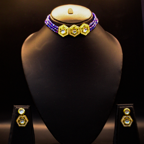 Royal Kundan Indigo Hexagon Choker Set