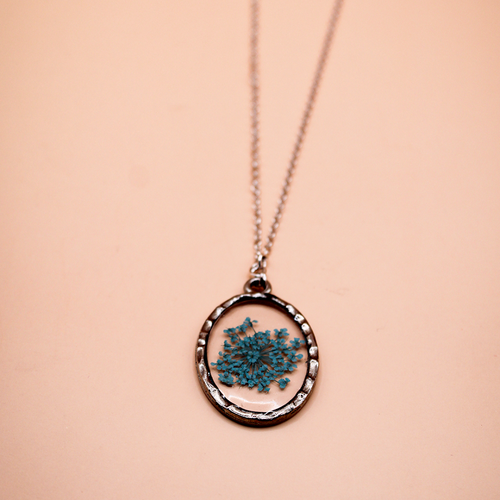 Resin Ocean Bloom Oval Pendant