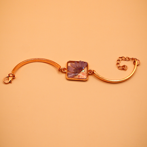 Lavender Bloom Arc Resin Cuff Bracelet