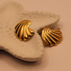 Golden Aura Shell Stud Earrings