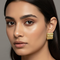 Gilded Weave Cushion Stud Earrings
