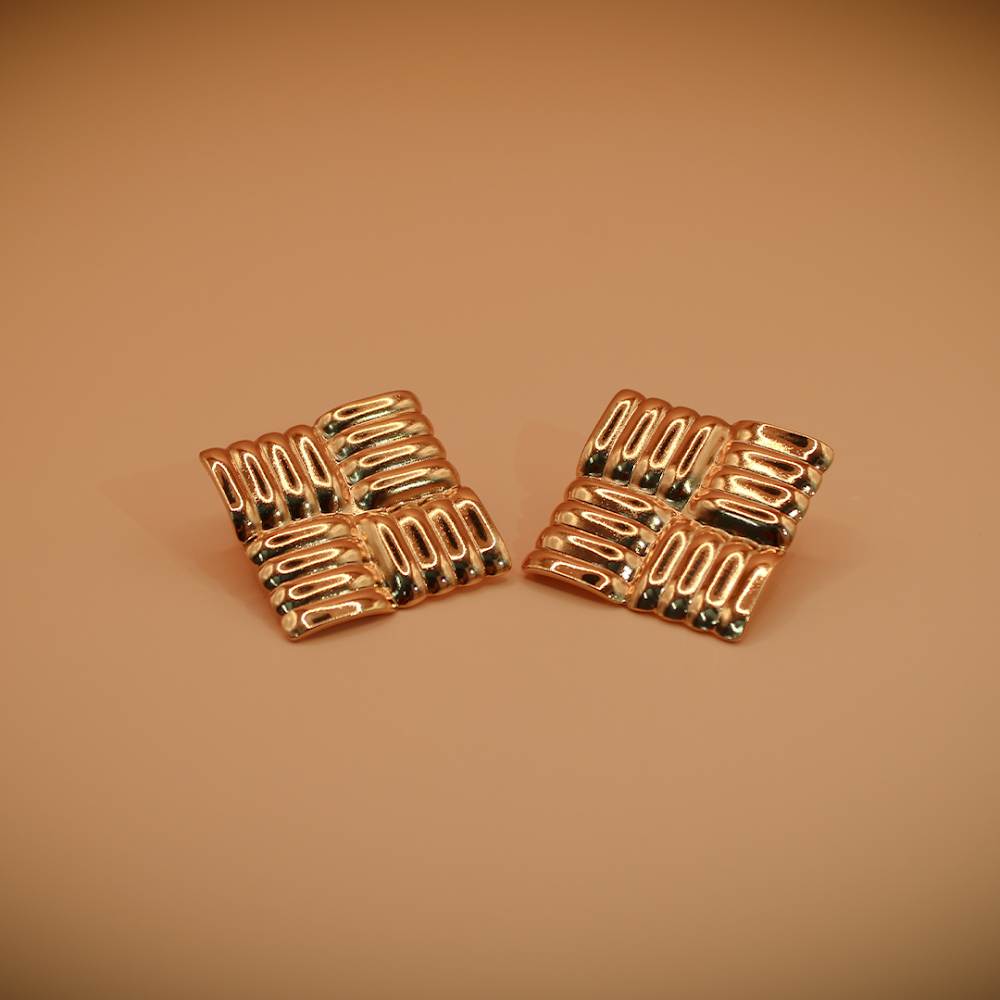 Woven Textured Square Stud Earrings