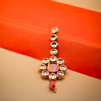 Gulabi Floral Drop Kundan Maang Tikka